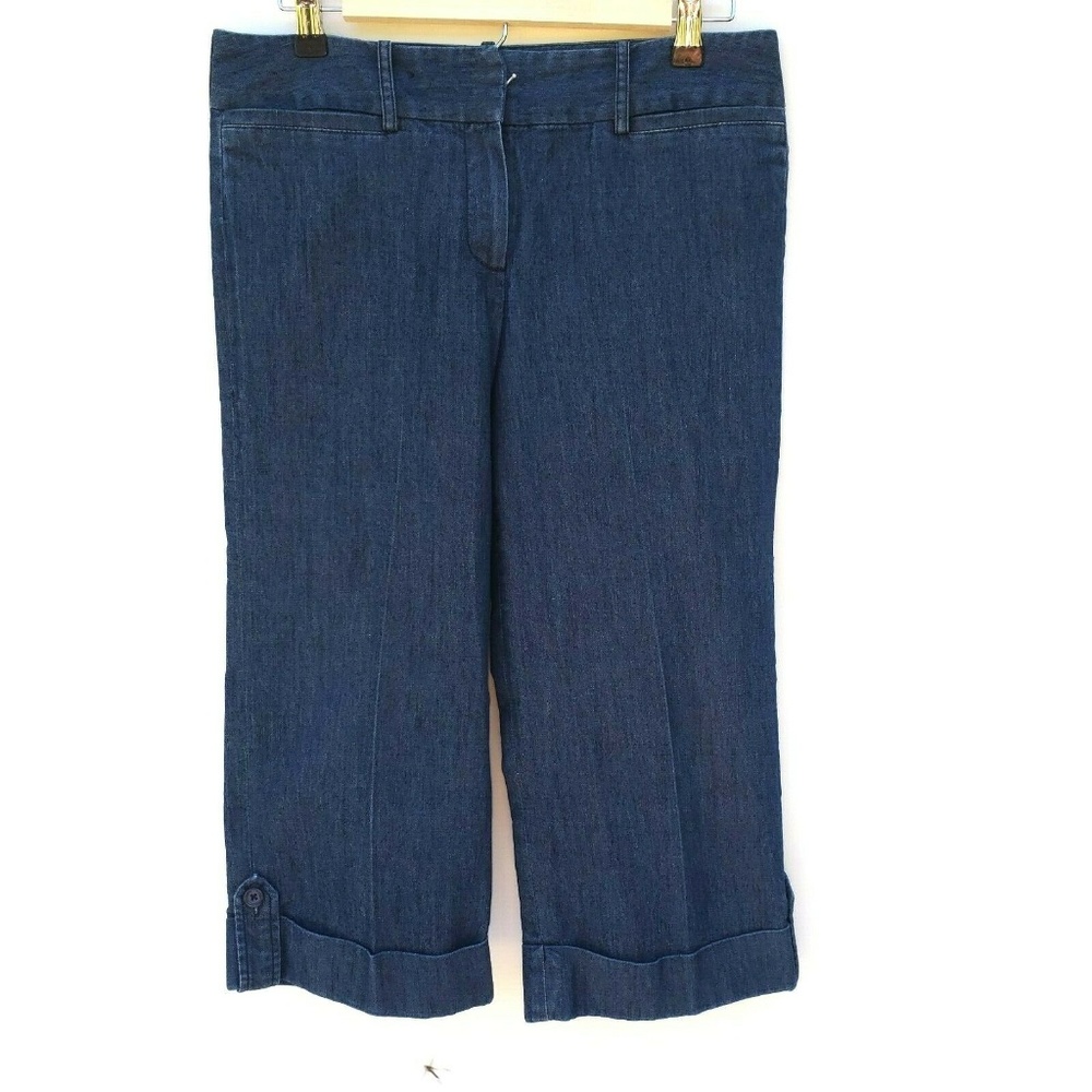 New Direction Womens Capri Size 4 Blue Jean Cuffed